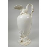 A rare H. & R. Daniel (probable) swan lipped ewer, c.1825-30, in white glazed bone china, with the