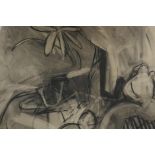 Still life study, signed Ferat (embossed stamp near signature), charcoal drawing, 19" x 25"