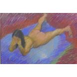 Sketch of a female nude, pastel on paper, 18" x 13"