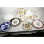 A collection of decorative plates including Vienna Masons together with a Staffordshire 'Pekin'