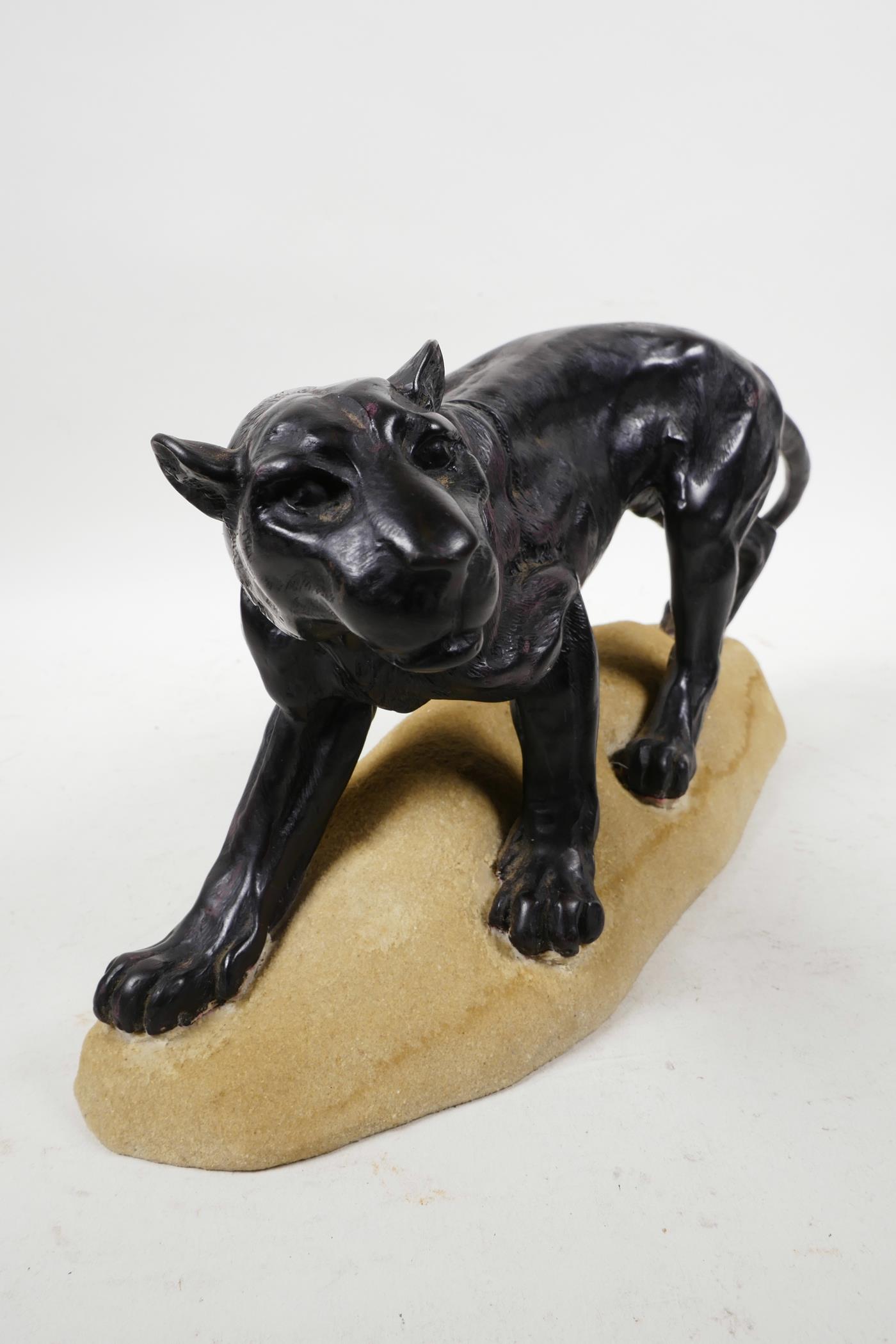 A well cast composition model of a Jaguar, resembling bronze, 10" long x 5½" high - Image 2 of 5