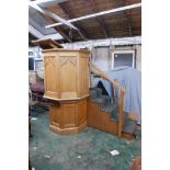 A mid century octagonal oak pulpit, 72" high