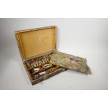 An artist's paint box with palette, 14" long