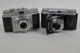 A vintage Voightlander Vito II 35mm camera together with a vintage Agfa 35mm camera