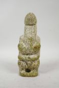A Chinese green hardstone figural phallus, 8½" high