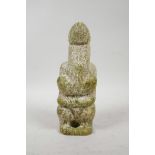 A Chinese green hardstone figural phallus, 8½" high