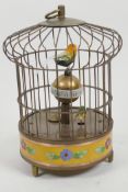 A singing bird in a cage automaton clock, 7½" high