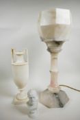 A collection consisting of an Art Deco alabaster table lamp, with original alabaster shade mounted