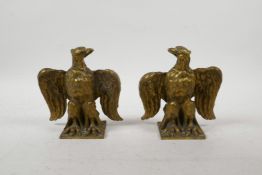 A pair of ormolu mounts in the form of eagles, 5½" high