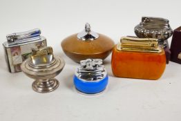 A collection of table lighters including Colibri with butterscotch Catalan base, Rolstar, Evans with