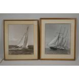 Two Beken of Cowes black and white photographs of sailing boats, the 'Sir Winston Churchill' and the