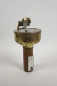 A 'Henry Browne & Son Ltd' brass and wood handheld 'Sestrel' compass, no.9833/13, 9" high, 4"