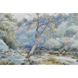 River landscape, signed Frank McKelvey, unframed watercolour, 9¾" x 13¾"