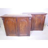 A pair of Victorian mahogany bookcases with arched doors, A/F, 39" x 14½? x 32"