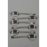 A set of six hallmarked silver teaspoons by Oliver & Bower Ltd, Sheffield 1964, 86 grams