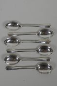 A set of six hallmarked silver teaspoons by Oliver & Bower Ltd, Sheffield 1964, 86 grams