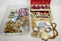 A box of good vintage costume jewellery