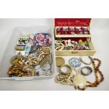 A box of good vintage costume jewellery