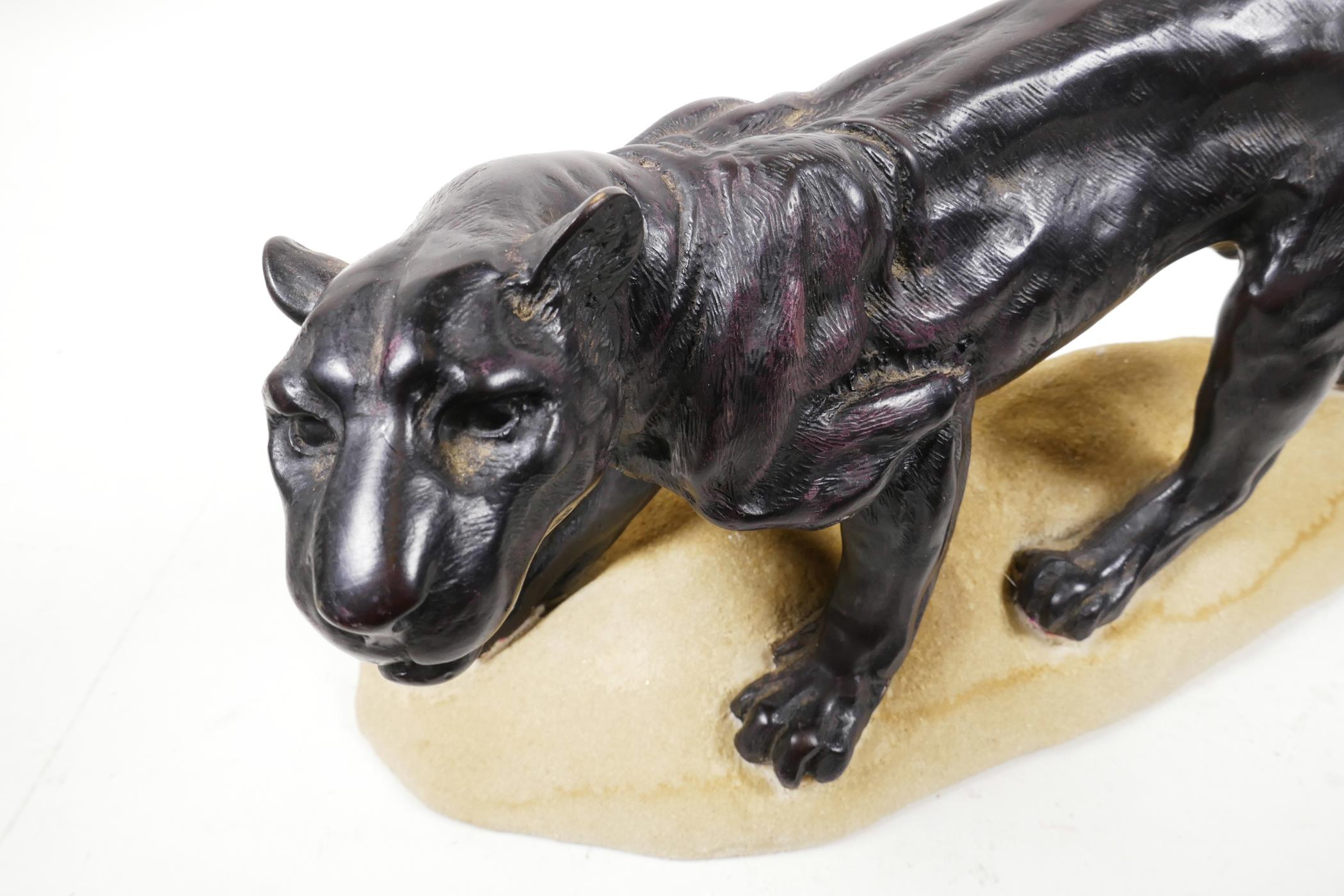A well cast composition model of a Jaguar, resembling bronze, 10" long x 5½" high - Image 5 of 5