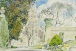 View from a park, signed John Ward, watercolour and pencil drawing, 5½" x 7½"