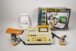 A Binatone superstar programmable games console, with original box, controllers and superten