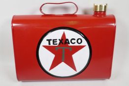 A replica vehicle mounted spare fuel can, marked Texaco, 13½" wide