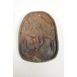 A Chinese hardstone carving decorated with mythical creatures, gourds and flowers, 2½" x 3"