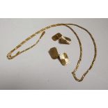 A 9ct gold Figaro chain necklace, hallmarked, 21" long, 4.8g, and a pair of 9ct gold cufflinks, 5.2g