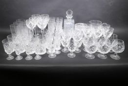 A quantity of Royal Brierley glassware to include decanter, biscuit barrel, long stem hop glasses,