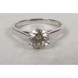 A 9ct yellow gold solitaire diamond ring with 80 point stone, size 'L/M'