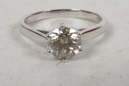 A 9ct yellow gold solitaire diamond ring with 80 point stone, size 'L/M'