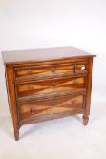 An inlaid mahogany chest of three long drawers by Woodbridge with three-quarter veneered top and dra