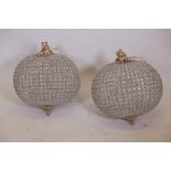 A pair of large ball pendant chandeliers, 18" diameter, 19" drop