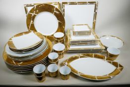 A superb, as new, Bernardaud Limoges 'Feuille d'Or' fifty piece contemporary porcelain dinner servic