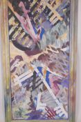 Kevin Sarsfield, abstract oil on canvas, signed and dated '90, 21" x 42"