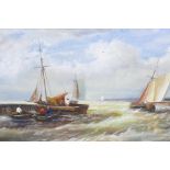 T. Larsen (Continental, C20th), Dutch shipping scene, signed lower left, oil on board, 10" x 16"