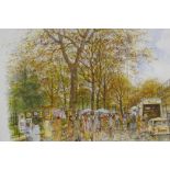 A colour print of the Sunday art sale on the Bayswater road, London, 18½" x 14½"