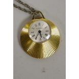 A Sekonda USSR lady's 17 Jewels mechanical pendant watch, gold plated with star burst pattern, on a
