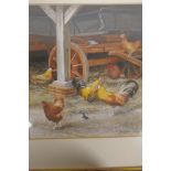 Neville Mardell, hens in a farmyard, signed and dated '94, watercolour and bodycolour, 8" x 9½"