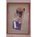Stephen Spicer, 'The Artist in his Studio', a '77/78 mixed media collage, labelled verso, 49" x 36"