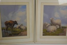A pair of colour prints of livestock after T. Sidney Cooper, 10½" x 13½"
