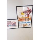 A framed movie poster for 'Scandalous John', 27" x 41", together with another smaller French poster