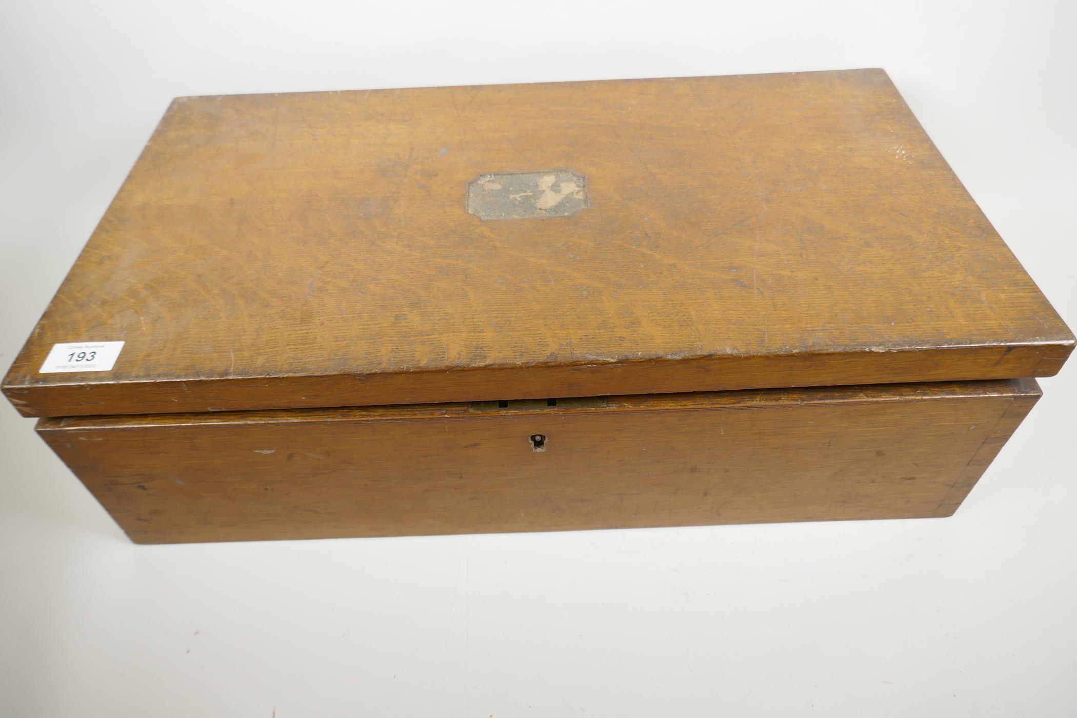 An oak canteen case with fitted tray containing a large selection of restorers' hardware furniture f - Image 8 of 8