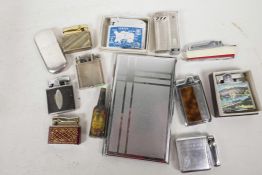 A selection of lighters to include a Dunhill Unique A size lighter, a Karat, Monopol, a Japanese boa