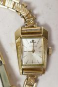 A rare mid C20th lady's Le Coutre Grasshopper wristwatch, the case marked 14k gold, details inside A