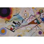After Kandinsky, Komposition 8, suprematist oil on canvas laid on board, 27½" x 19"