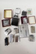 Thirteen lighters including a Ronson Black lacquer case lighter, a boxed Ronson Princess, a boxed Ro