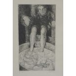 Gillian Golding, 1984, limited edition etching 4/5, figure having a fish pedicure, pencil signed, da