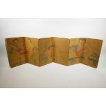 A Chinese printed concertina book depicting erotic scenes, 11" x 6½"