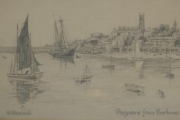 R.J. Dymond, 'Penzance from Harbour', pencil study, 10½" x 6½"